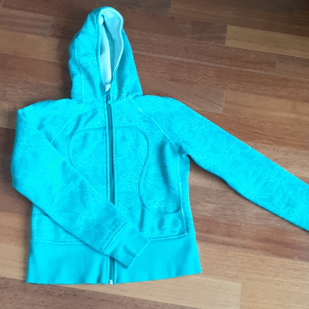 Aqua Floral Classic Lululemon Hoodie